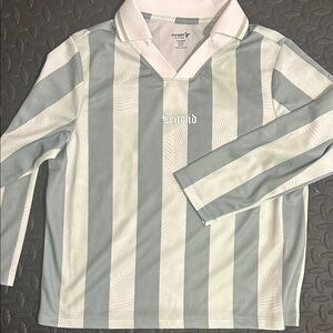 Old Navy Kids Teal and White Striped Jersey “Living Legend” S 6/7